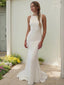 Sheath Column Bateau Sweep Train Stretch Crepe Wedding Dresses