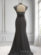 Sheath Column High Neck Sweep Train Chiffon Mother of the Bride Dresses With Lace