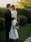 Sheath Column Jewel Sweep Train Stretch Crepe Wedding Dresses