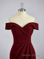 Sheath/Column Off-the-Shoulder Floor-Length Stretch Crepe Mother of the Bride Dresses With Ruffles