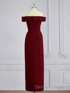 Sheath Column Off The Shoulder Floor Length Stretch Crepe Mother of the Bride Dresses With Ruffles
