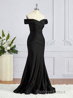 Sheath Column Off The Shoulder Sweep Train Jersey Bridesmaid Dresses