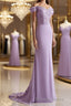 Sheath Column Off The Shoulder Sweep Train Jersey Mother of the Bride Dresses With Ruffles