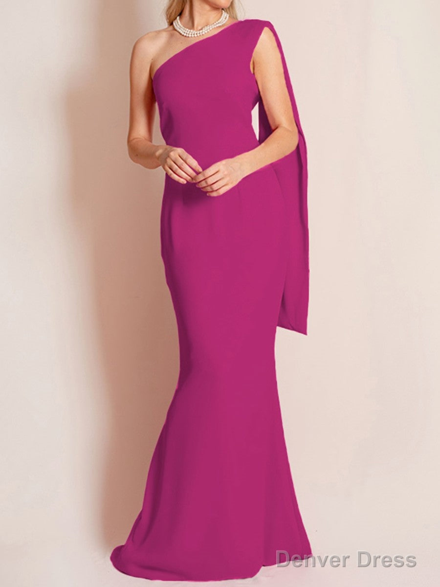 Sheath/Column One-Shoulder Floor-Length Chiffon Mother of the Bride Dresses With Ruffles