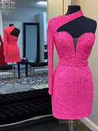 Sheath/Column One-Shoulder Short/Mini Homecoming Dresses