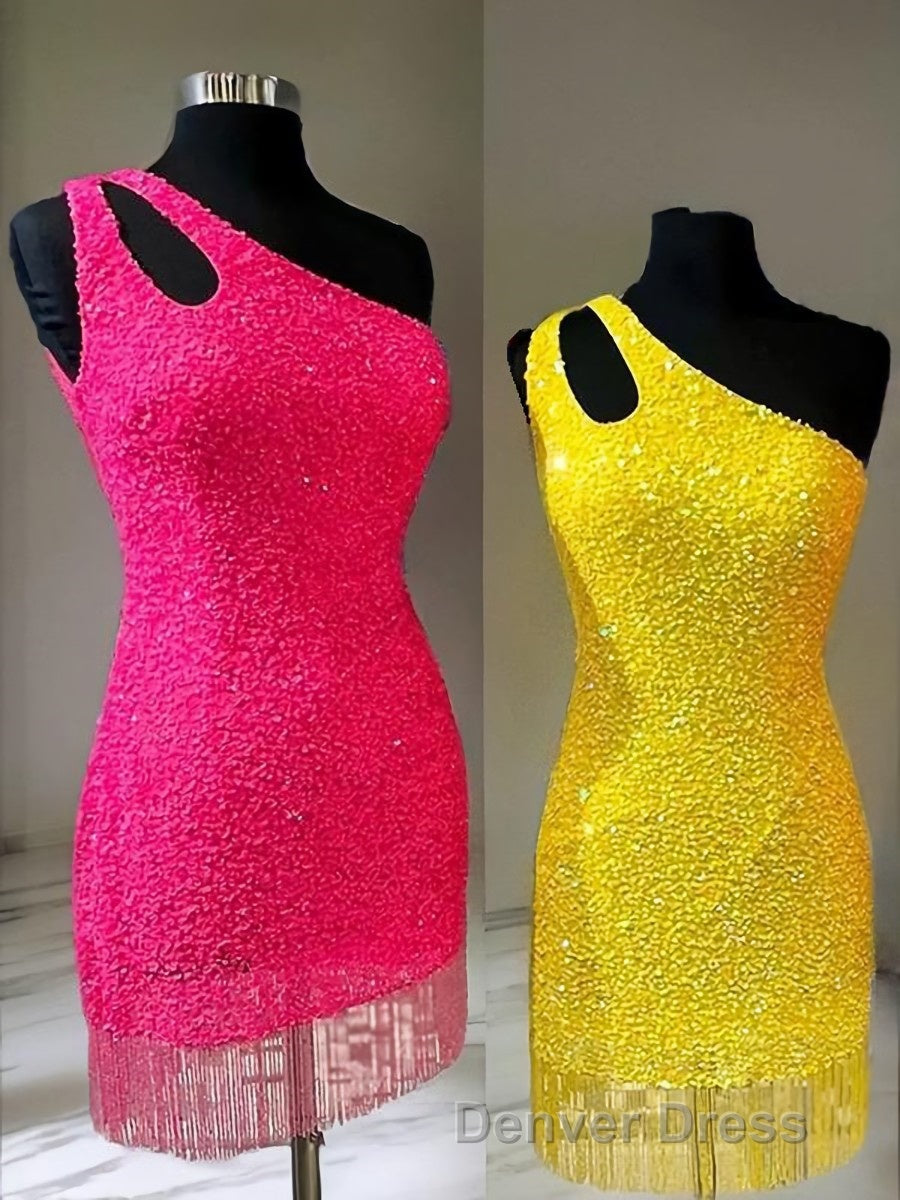 Sheath Column One Shoulder Short Mini Velvet Sequins Homecoming Dresses