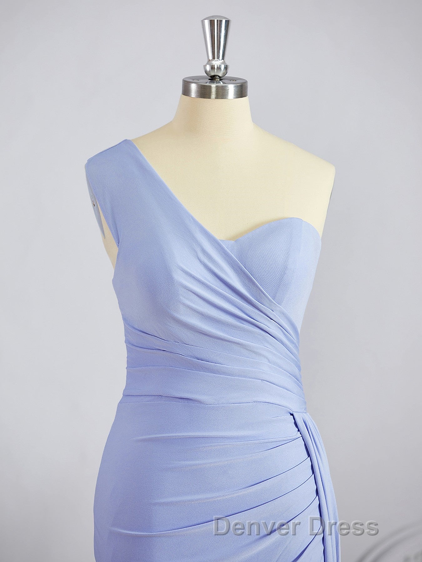 Sheath Column One Shoulder Sweep Train Jersey Bridesmaid Dresses Secondary image
