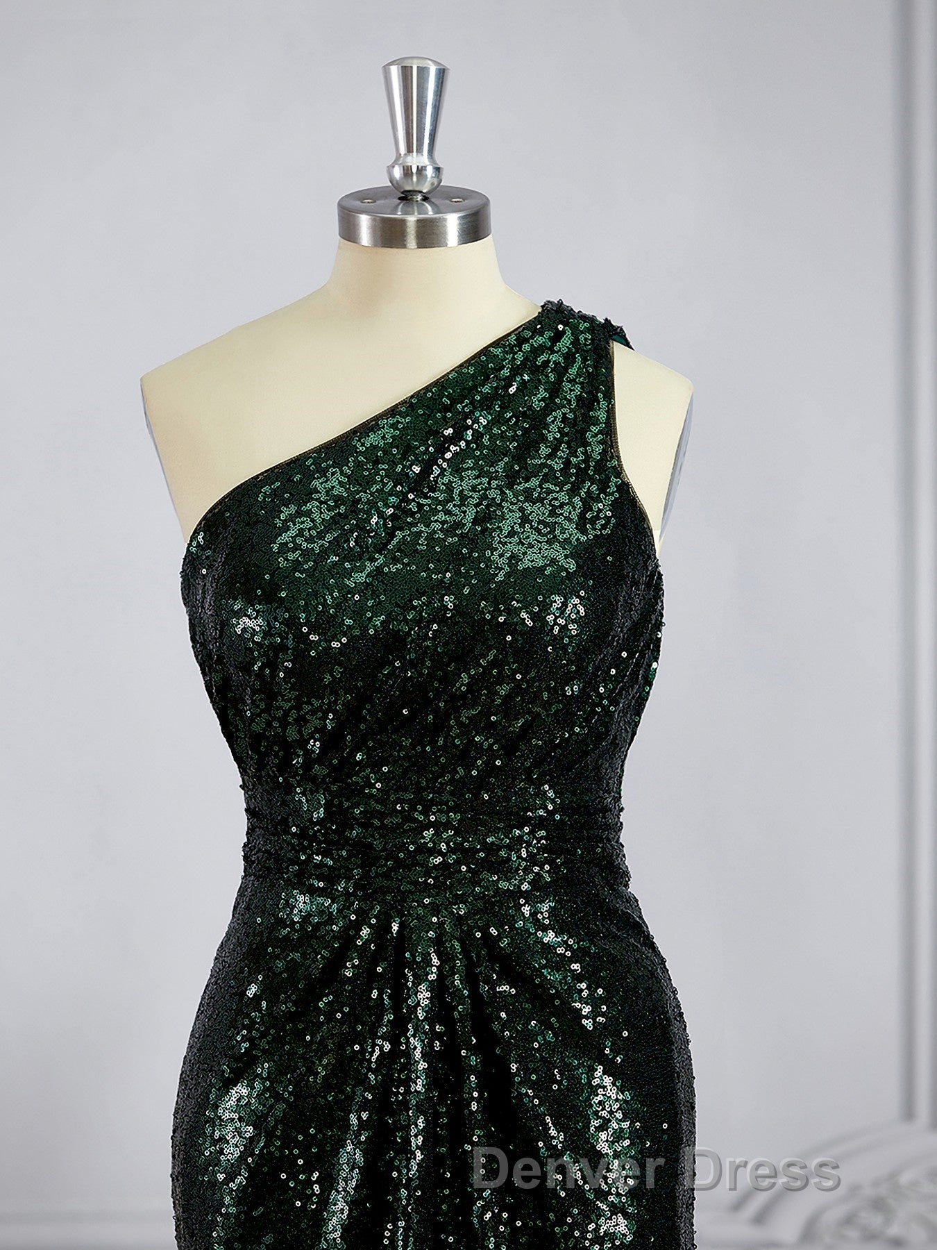 Sheath Column One Shoulder Sweep Train Sequins Bridesmaid Dresses