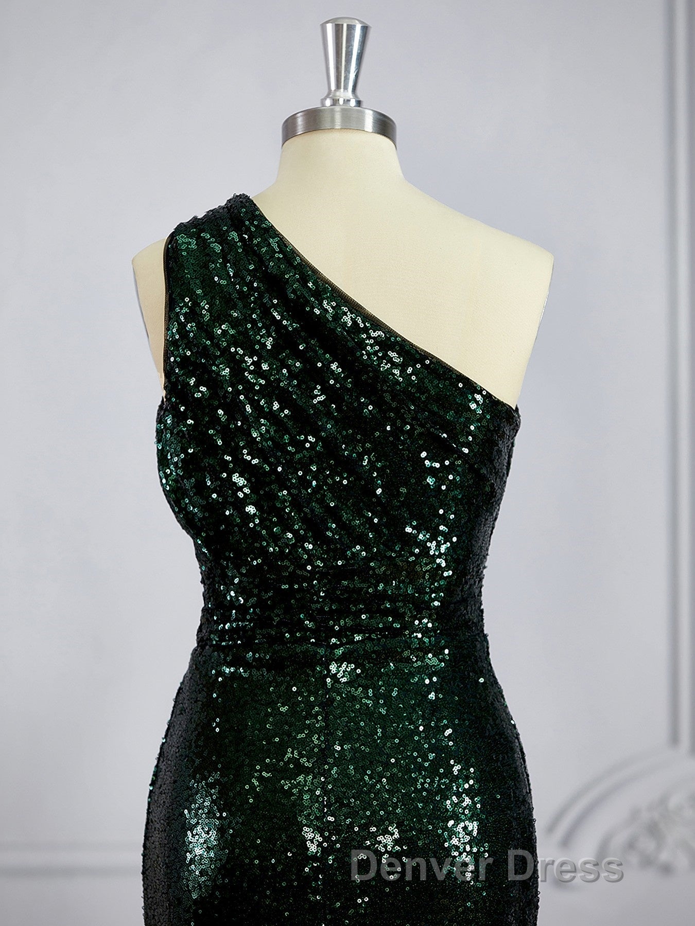Sheath Column One Shoulder Sweep Train Sequins Bridesmaid Dresses