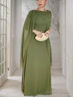 Sheath Column Scoop Floor Length Chiffon Mother of the Bride Dresses With Ruffles