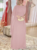Sheath Column Scoop Floor Length Chiffon Mother of the Bride Dresses With Ruffles