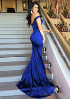 Sheath Column Sleeveless Sweetheart Sweep Train Elastic Satin Prom Dresses