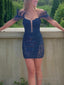 Sheath Column Spaghetti Straps Short Mini Lace Applique Homecoming Dresses