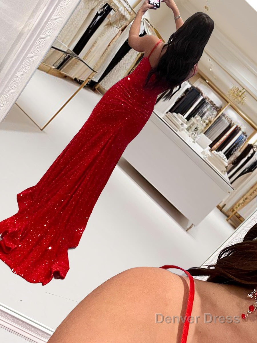 Sheath Column Spaghetti Straps Sweep Train Prom Dresses Secondary image