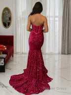 Sheath Column Sweetheart Court Train Velvet Sequins Prom Dresses With Ruffles