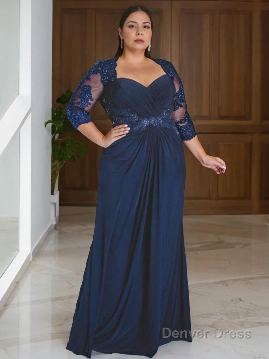 Sheath/Column Sweetheart Floor-Length Chiffon Mother of the Bride Dresses With Appliques Lace Secondary image