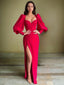 Sheath Column Sweetheart Floor Length Stretch Crepe Prom Dresses With Leg Slit