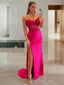 Sheath Column Sweetheart Sweep Train Stretch Crepe Prom Dresses With Leg Slit