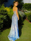 Sheath Column Sweetheart Sweep Train Tulle Prom Dresses With Appliques Lace