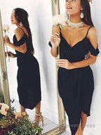 Sheath Column V Neck Asymmetrical Stretch Crepe Homecoming Dresses