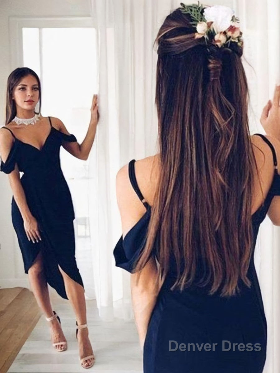 Sheath Column V Neck Asymmetrical Stretch Crepe Homecoming Dresses