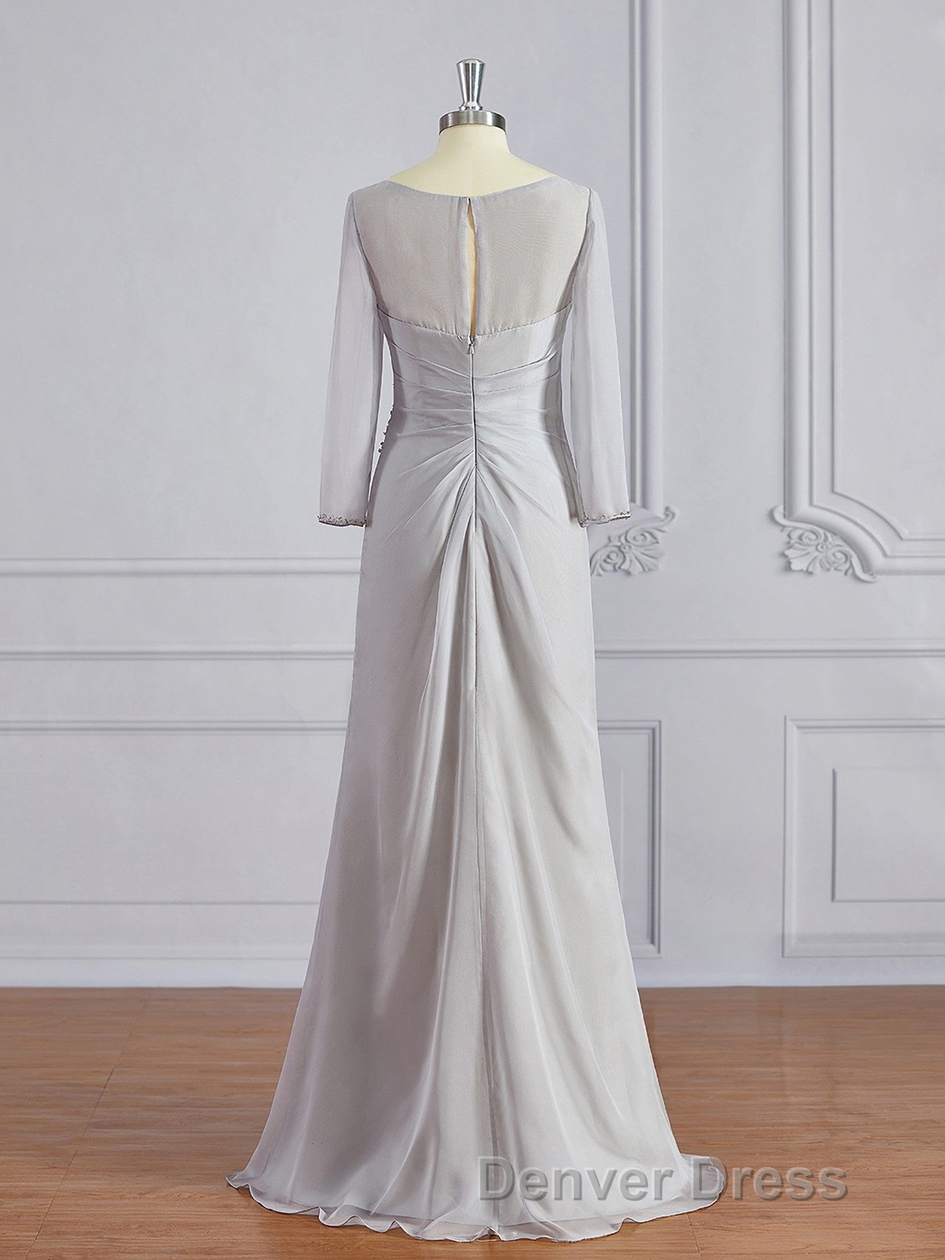 Sheath/Column V-neck Floor-Length 30D Chiffon Mother of the Bride Dresses With Beading