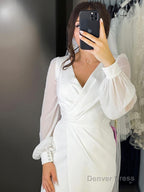 Sheath Column V Neck Floor Length Chiffon Wedding Dresses