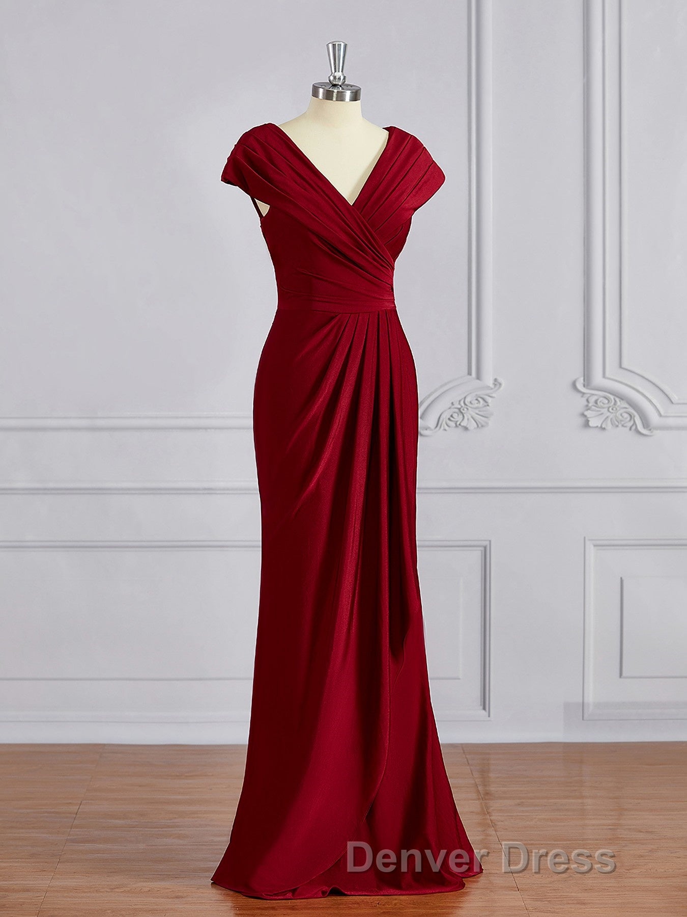 Sheath/Column V-neck Floor-Length Jersey Mother of the Bride Dresses With Ruffles Secondary image