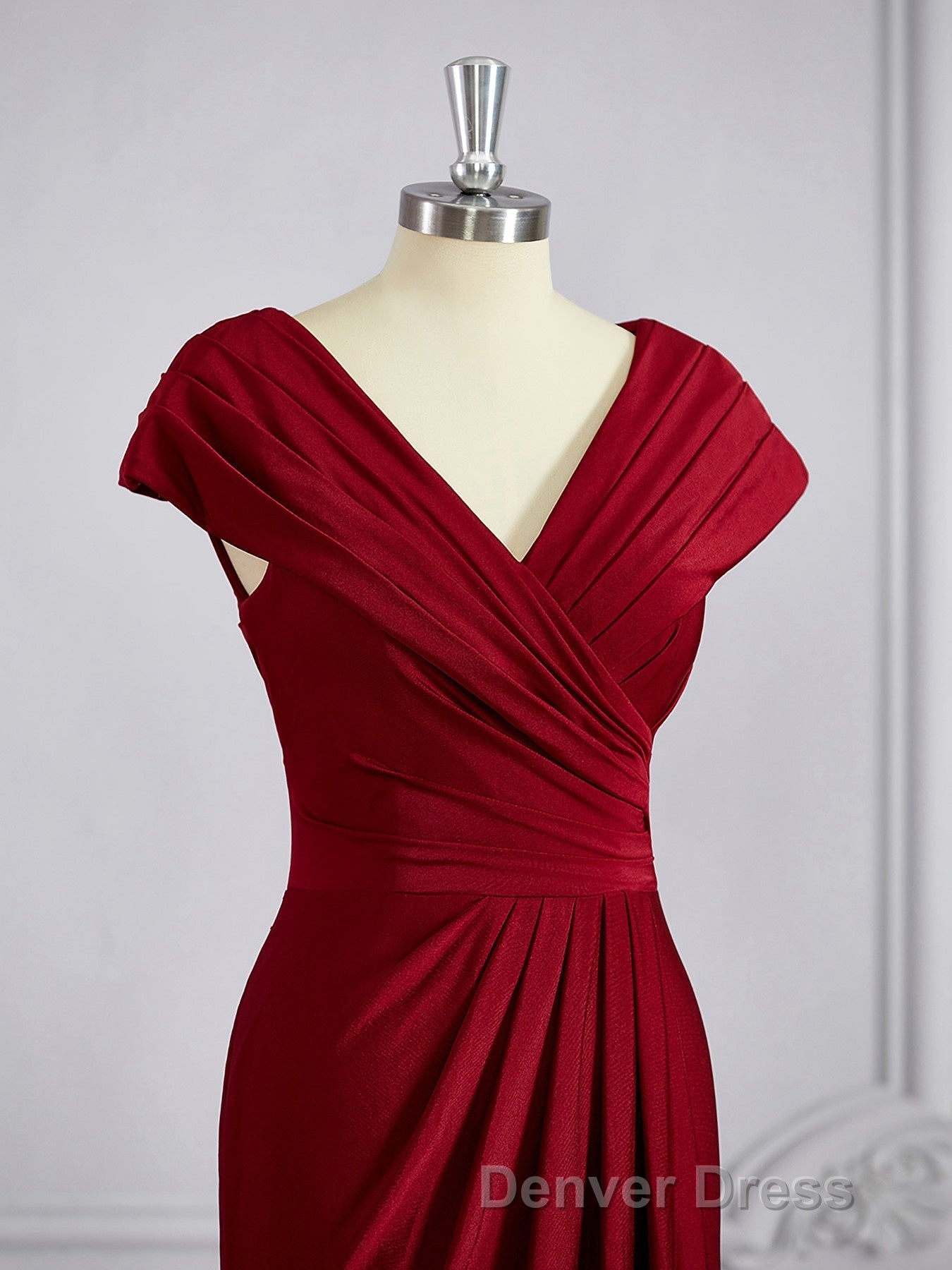 Sheath Column V Neck Floor Length Jersey Mother of the Bride Dresses With Ruffles