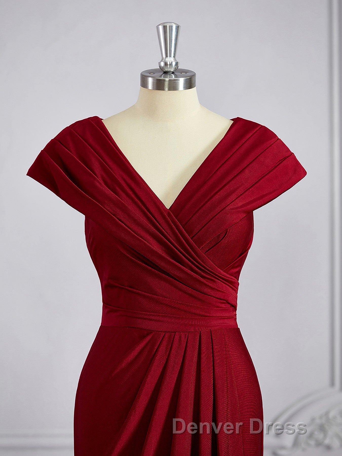 Sheath Column V Neck Floor Length Jersey Mother of the Bride Dresses With Ruffles
