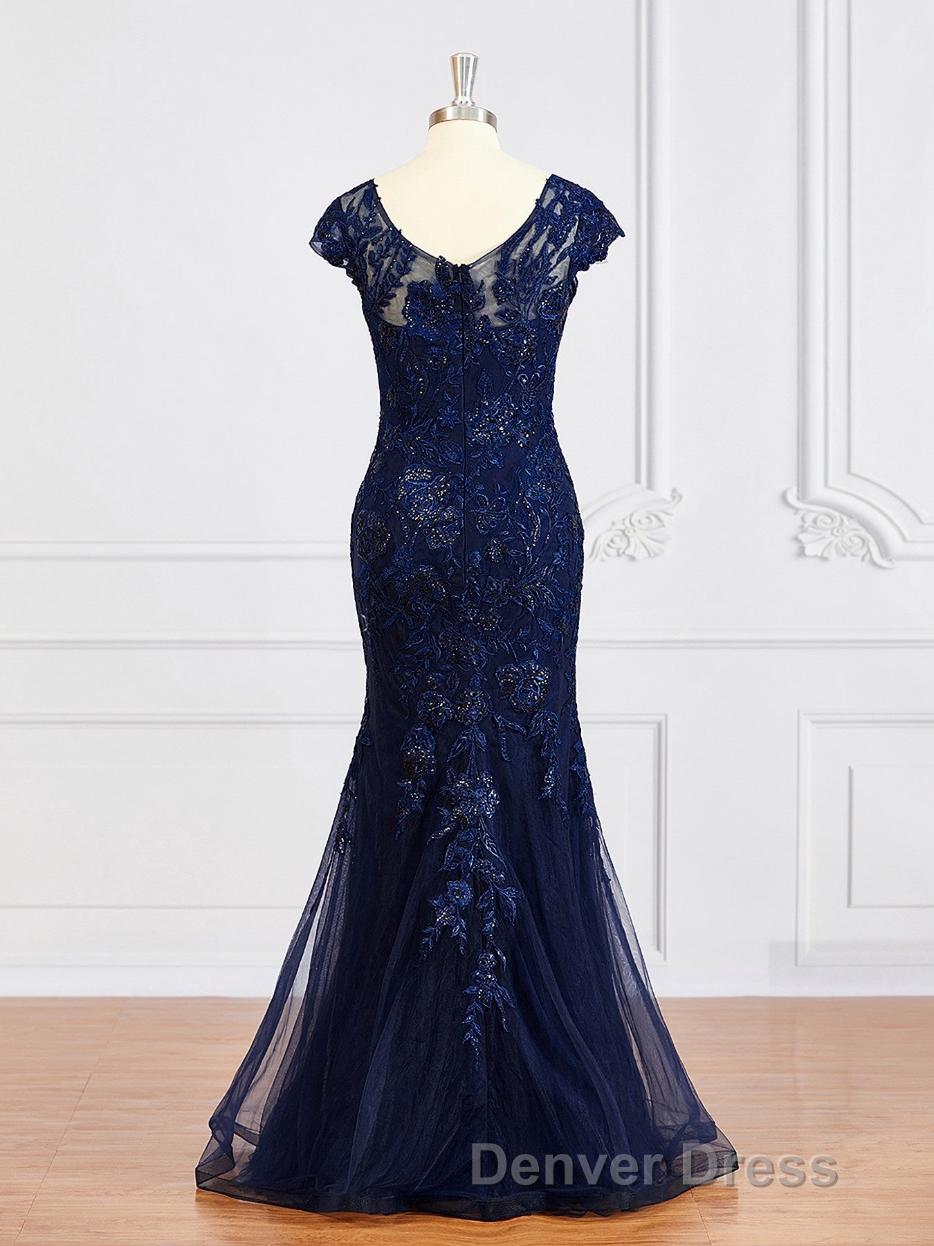 Sheath Column V Neck Floor Length Tulle Mother of the Bride Dresses With Appliques Lace