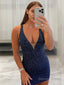 Sheath Column V Neck Short Mini Stretch Crepe Homecoming Dresses