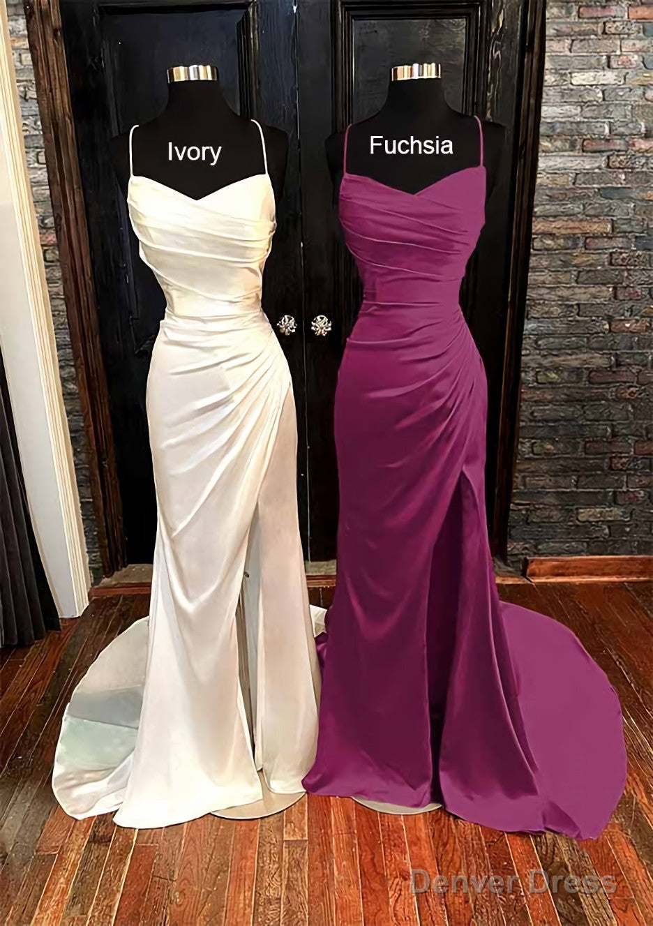Sheath Column V Neck Spaghetti Straps Sweep Train Satin Prom Dresses W Denver Dress Sheath Column V Neck Spaghetti Straps Sweep Train Satin Prom Dresses W Denver Dress