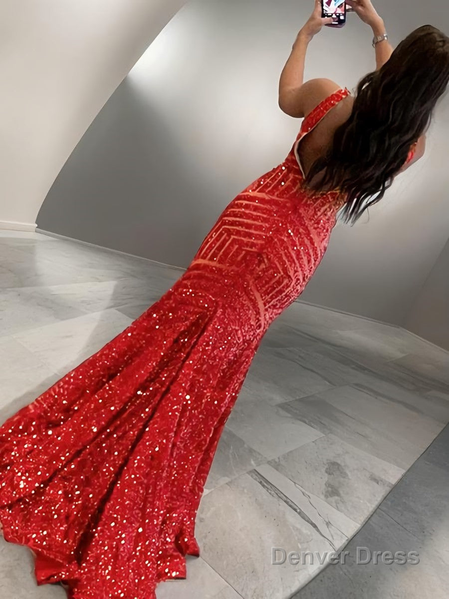 Sheath Column V Neck Sweep Train Prom Dresses Secondary image