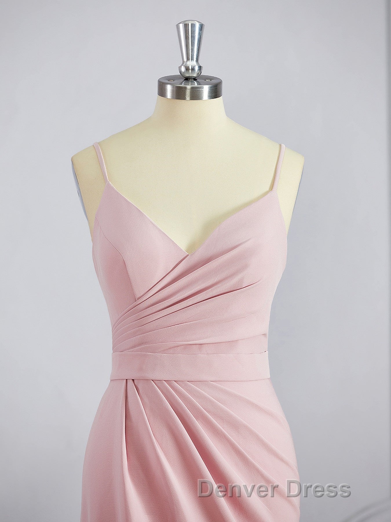 Sheath Column V Neck Sweep Train Stretch Crepe Bridesmaid Dresses with Leg Slit