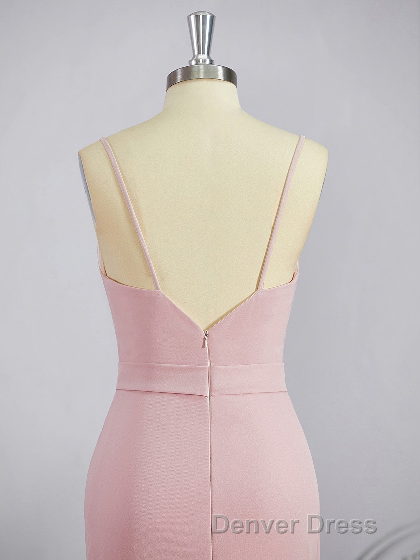 Sheath Column V Neck Sweep Train Stretch Crepe Bridesmaid Dresses with Leg Slit