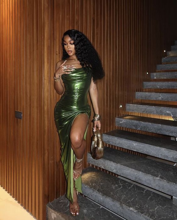 Sheath Prom Dress For Black Girls, Green Prom Dress Secondary image