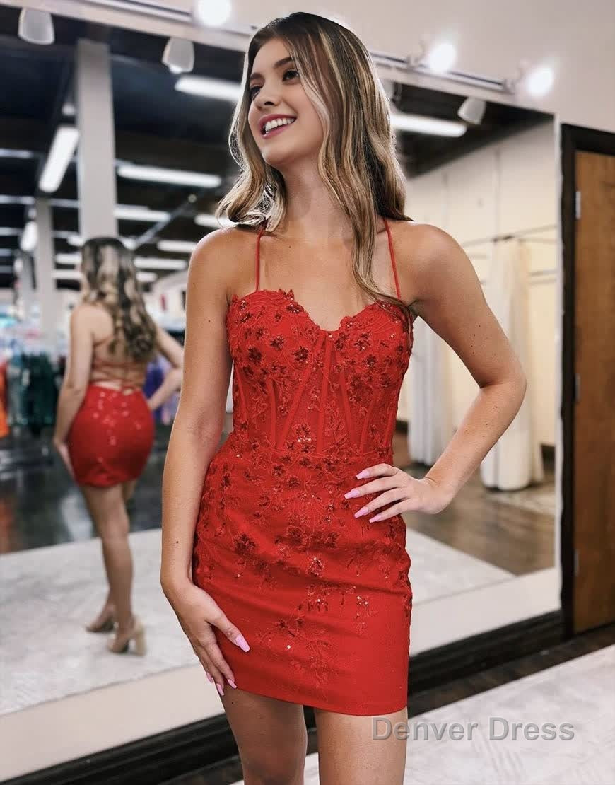 Sheath Lace Corset Homecoming Dresses
