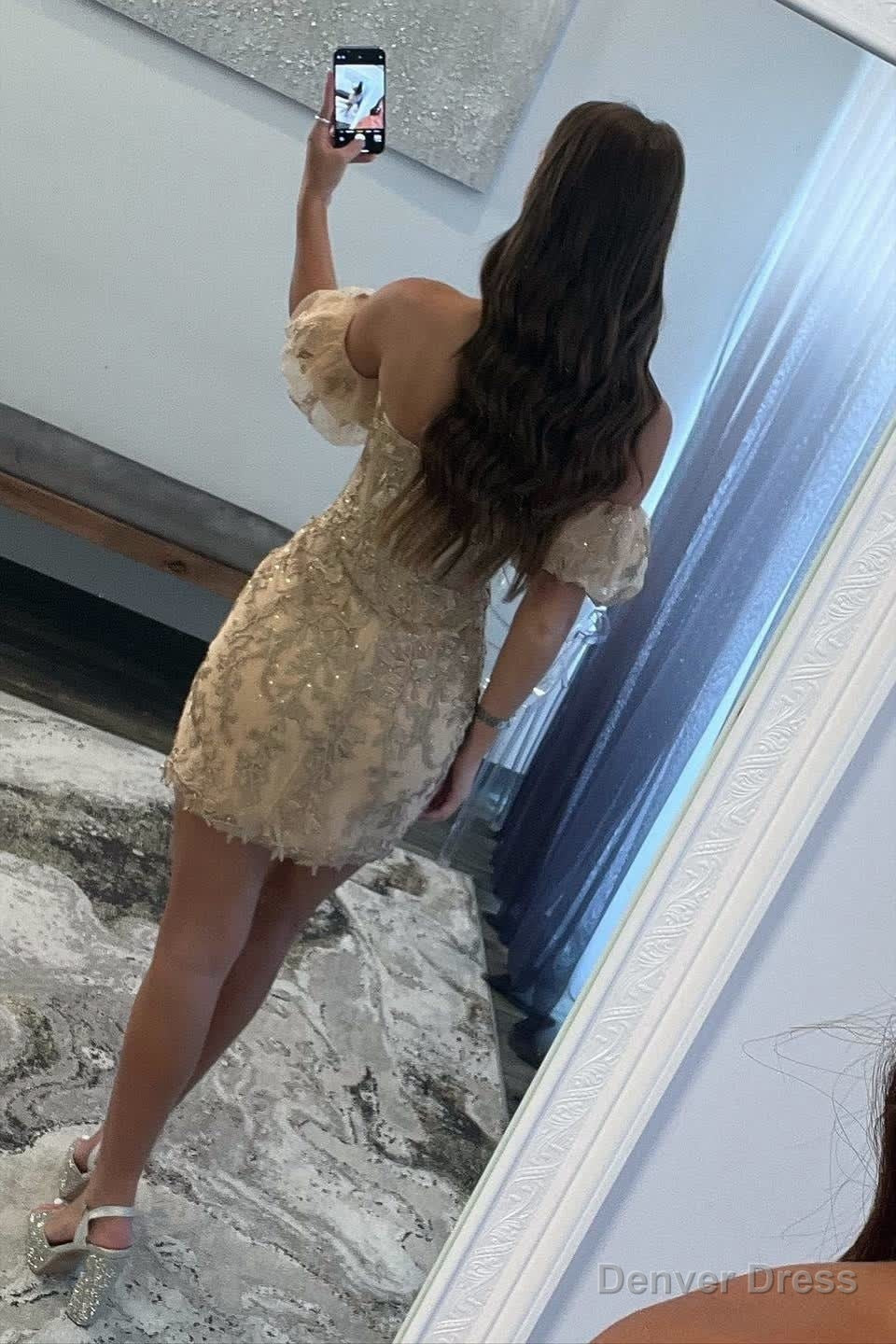 Sheath Lace Strapless Homecoming Dresses with Appliques