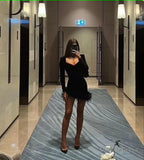 sheath long sleeves black homecoming Dresses 18th birthday outfits