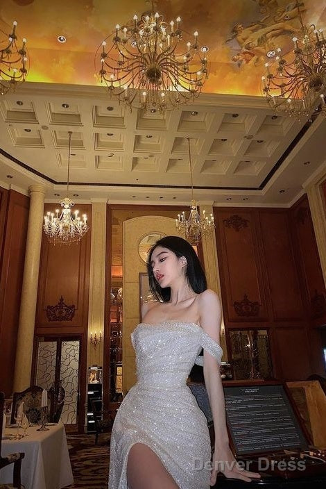 Sheath Off The Shoulder Sequin Long  Prom Dresses Formal Dress Secondary image