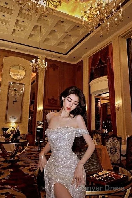 Sheath Off The Shoulder Sequin Long  Prom Dresses Formal Dress Main image