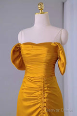 Sheath Off The Shoulder Yellow Prom Dresses Evening Dress