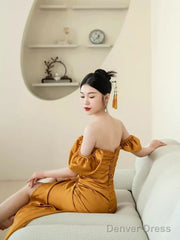 Sheath Off The Shoulder Yellow Prom Dresses Evening Dress