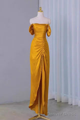 Sheath Off The Shoulder Yellow Prom Dresses Evening Dress