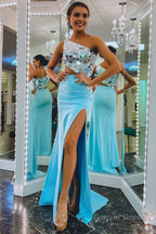 Sheath One Shoulder Cut Mirror Sequins Prom Dresses