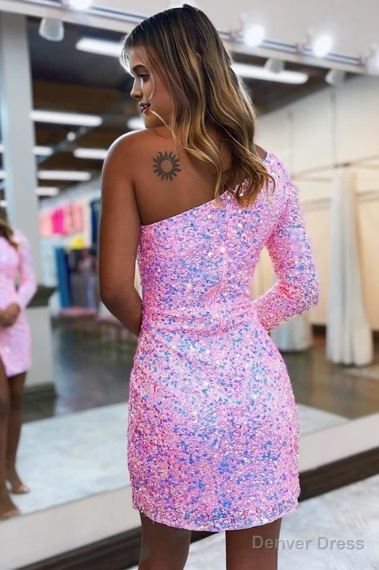 Sheath One Shoulder Homecoming Dress with Slit Secondary image