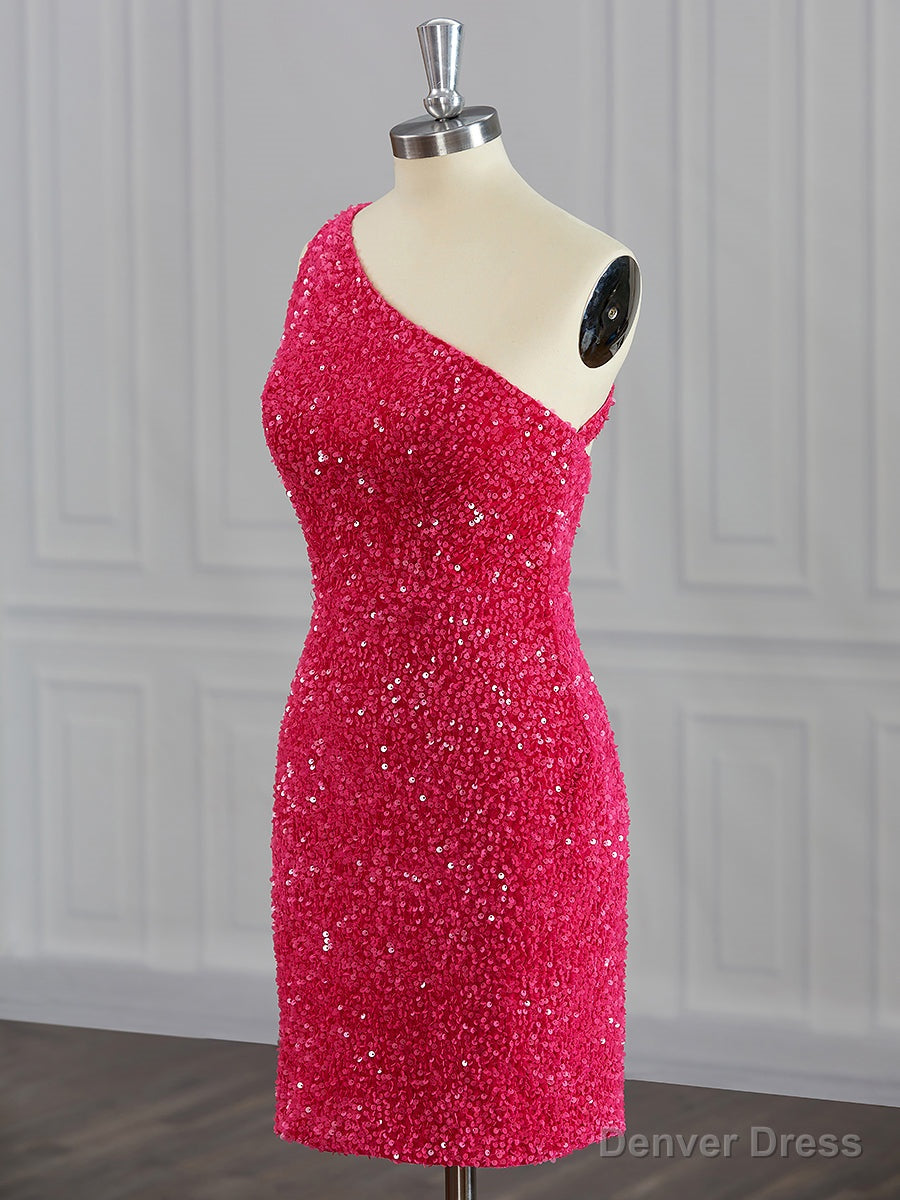 Sheath One-Shoulder Sequin Short/Mini Velvet Sequins Dress Main image