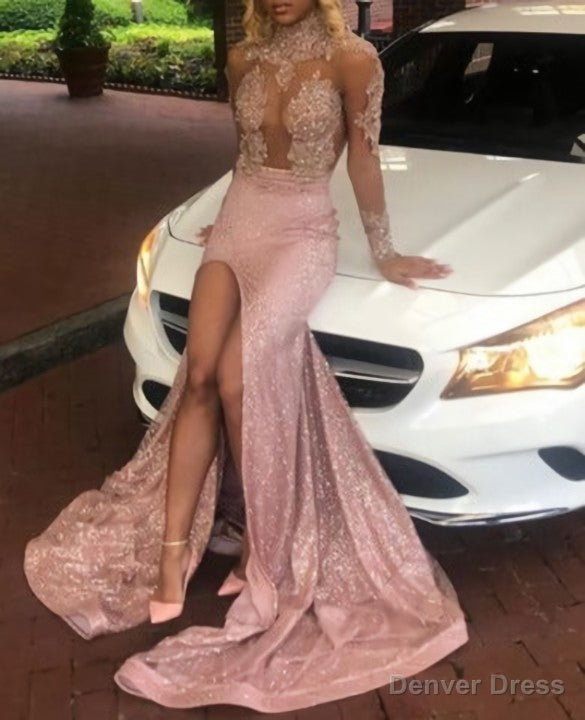 Sheath Pink Elastic Satin Long Sleeves Stretchy Prom Dresses