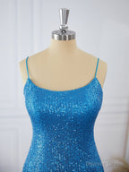 Sheath Spaghetti Straps Sequin Short Mini Dresses